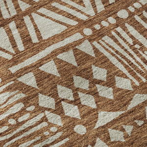 HomeRoots 8' X 10' Southwestern Terra Cotta Area Rug - Washable, Stain-Resistant, UV Protected for Homes 672144