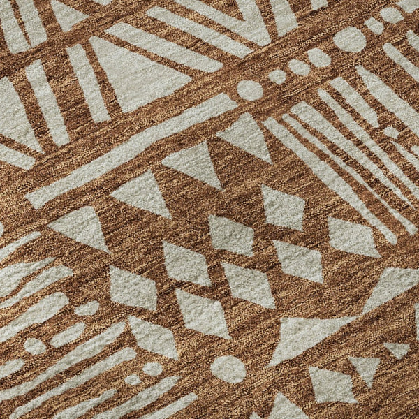 HomeRoots 8' X 10' Southwestern Terra Cotta Area Rug - Washable, Stain-Resistant, UV Protected for Homes 672144