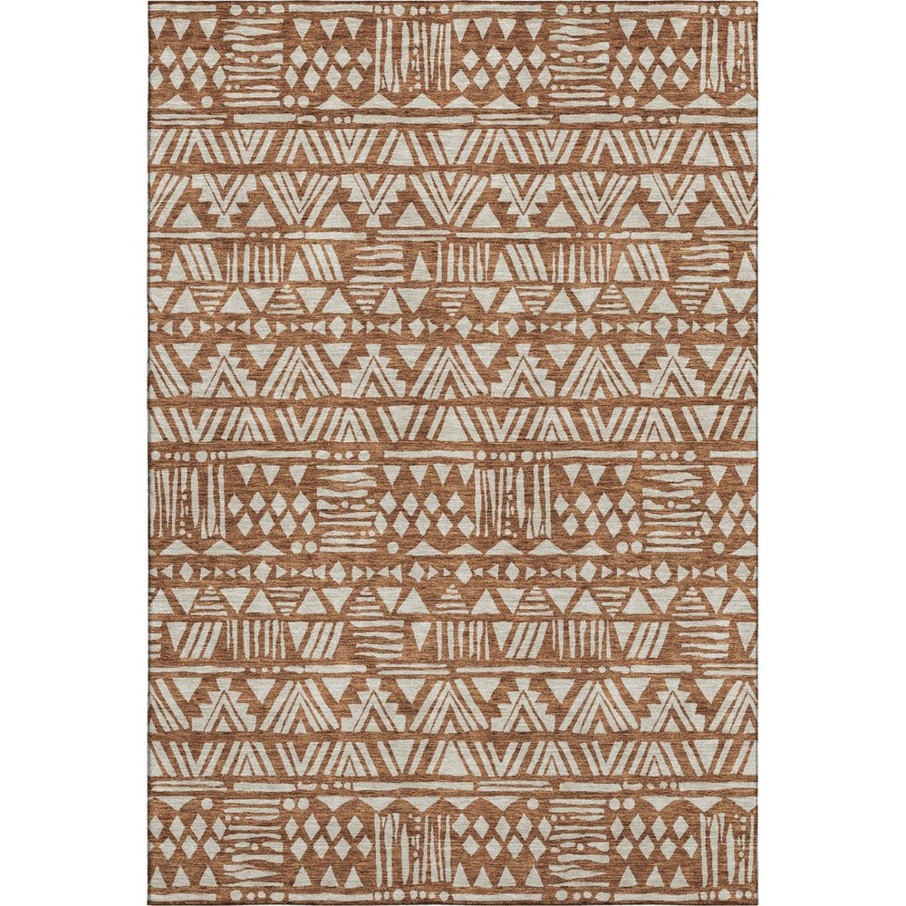 HomeRoots 9' X 12' Terra Cotta Beige Washable Area Rug - Durable, UV-Protected, Stain-Resistant for High-Traffic Homes 672145