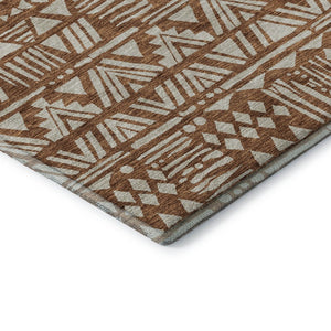 HomeRoots 9' X 12' Terra Cotta Beige Washable Area Rug - Durable, UV-Protected, Stain-Resistant for High-Traffic Homes 672145