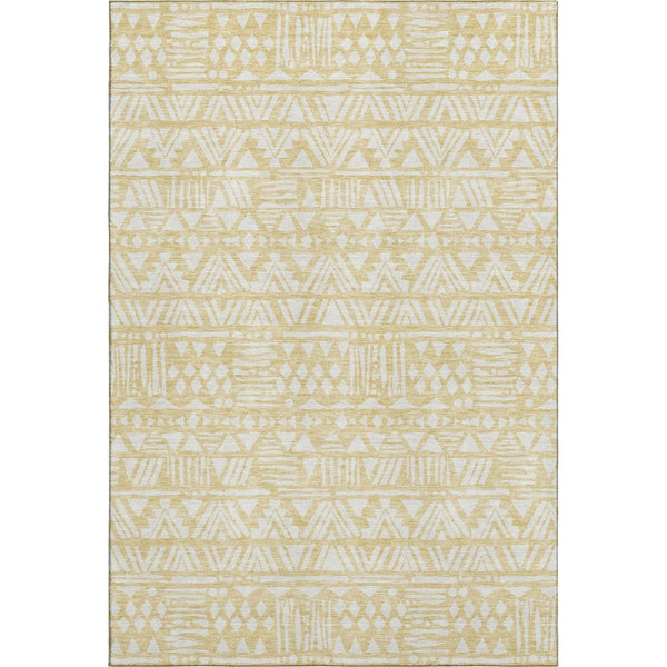 HomeRoots 5' X 8' Wheat And Ivory Southwestern Washable Area Rug - Durable, Stylish, UV-Protected, Pet-Friendly 672148