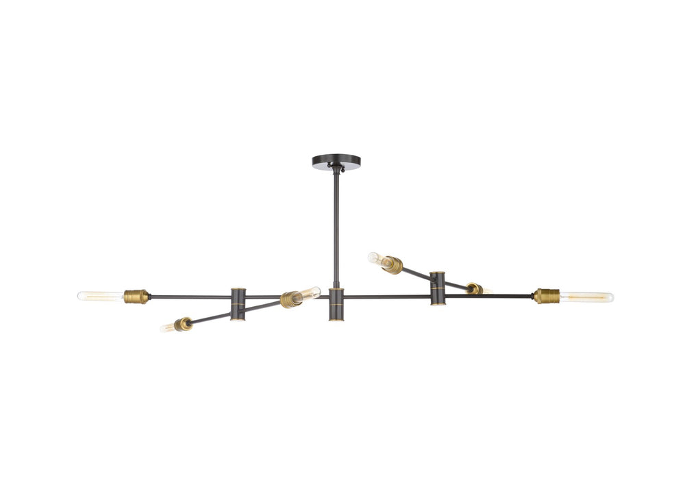 Wildwood Pluton Gunmetal Chandelier With 6 Articulating Arms | Adjustable 6"-42" Drop, Modern Industrial Statement Fixture 67215