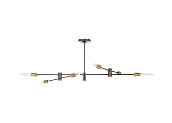 Wildwood Pluton Gunmetal Chandelier With 6 Articulating Arms | Adjustable 6"-42" Drop, Modern Industrial Statement Fixture 67215