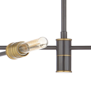 Wildwood Pluton Gunmetal Chandelier With 6 Articulating Arms | Adjustable 6"-42" Drop, Modern Industrial Statement Fixture 67215