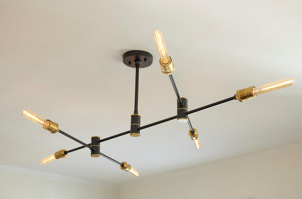 Wildwood Pluton Gunmetal Chandelier With 6 Articulating Arms | Adjustable 6"-42" Drop, Modern Industrial Statement Fixture 67215