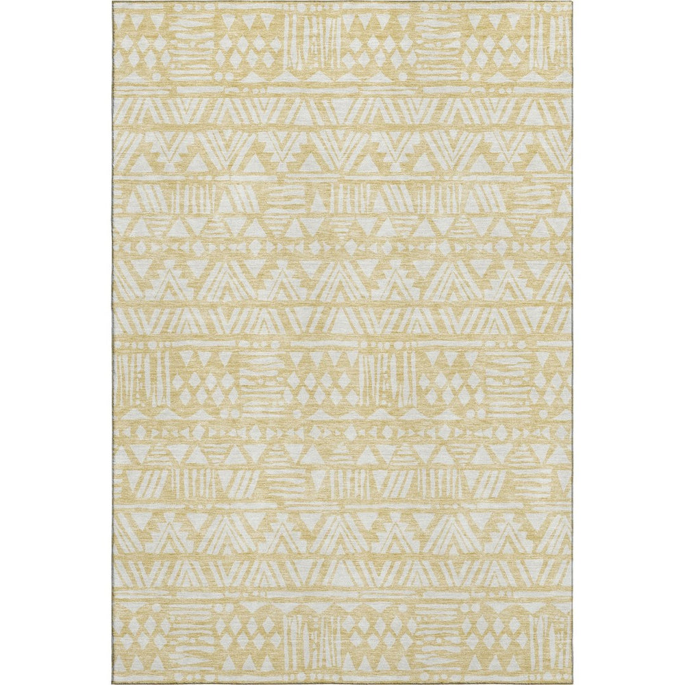 HomeRoots 9' X 12' Southwestern Wheat & Ivory Area Rug - Washable, UV Protected, Durable for Busy Homes! 672151