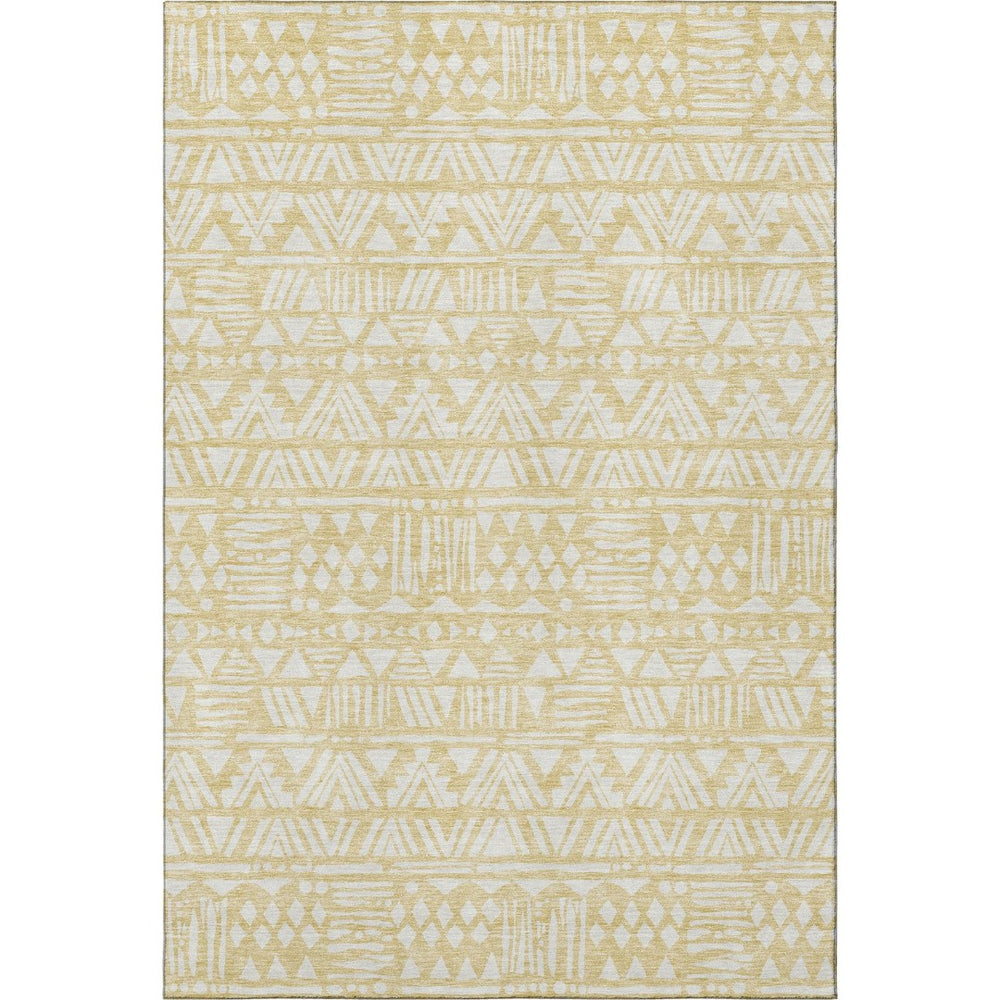 HomeRoots 9' X 12' Southwestern Wheat & Ivory Area Rug - Washable, UV Protected, Durable for Busy Homes! 672151