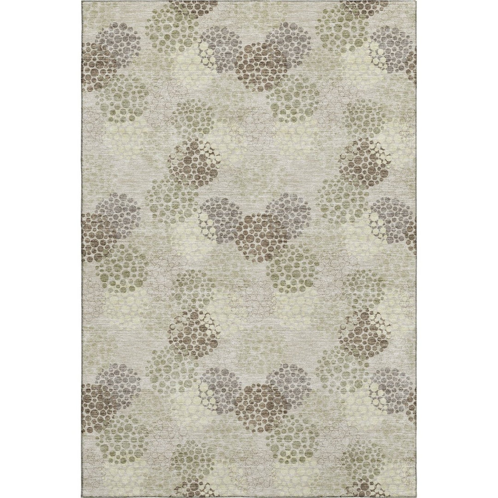 HomeRoots 5' X 8' Polka Dot Area Rug in Beige & Tan - Washable, Stain Resistant, UV Protected for Busy Homes 672154