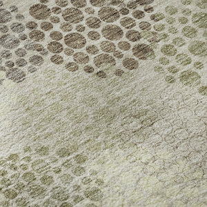 HomeRoots 8' Beige Tan & Ivory Polka Dot Washable Round Rug – UV Protected, Durable & Perfect for Any Space! 672155