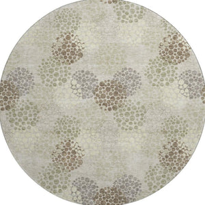 HomeRoots 8' Beige Tan & Ivory Polka Dot Washable Round Rug – UV Protected, Durable & Perfect for Any Space! 672155
