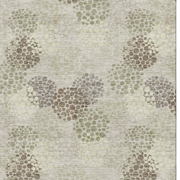 HomeRoots 8' X 10' Washable Beige Tan and Ivory Polka Dot Area Rug with UV Protection for Family Spaces 672156