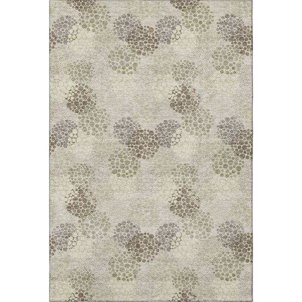HomeRoots 9' X 12' Washable Polka Dot Area Rug in Beige Tan & Ivory - UV Protection, Stain-Resistant, Durable Design 672157