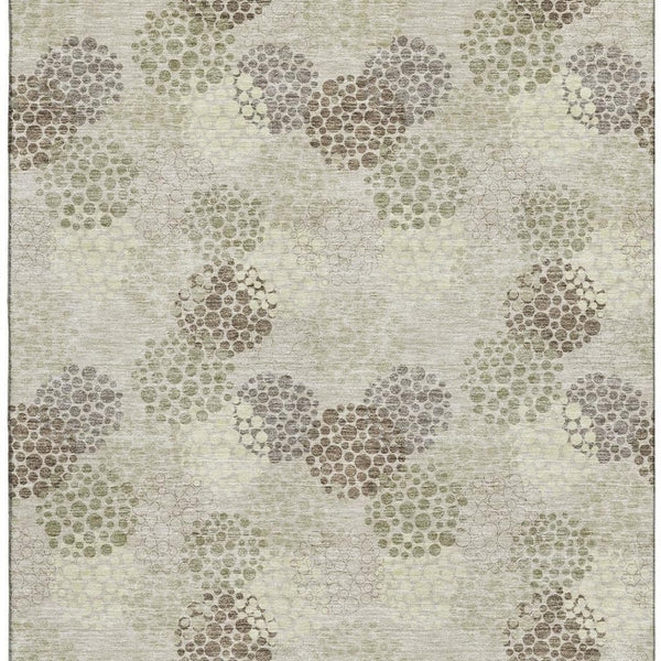 HomeRoots 10' X 14' Washable Beige Tan & Ivory Polka Dot Area Rug with UV Protection for Busy Homes & Kids 672158