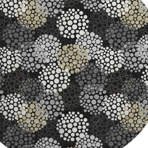HomeRoots 8' Polka Dot Washable Round Rug in Black, Gold, and Ivory - UV Protected, Durable & Stylish Design 672161