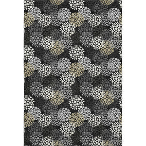 HomeRoots 9' X 12' Polka Dot Area Rug in Black, Gold & Ivory – Washable, UV-Protected, Durable Design for Homes 672163