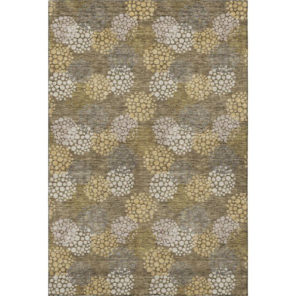HomeRoots 5' X 8' Washable Brown Taupe & Beige Polka Dot Area Rug – Durable, UV-Protected, Pet-Friendly Design! 672166