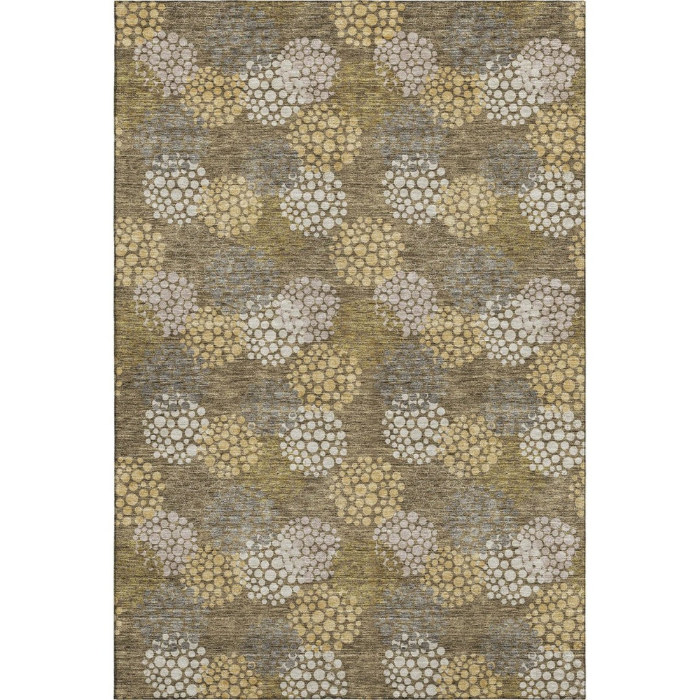 HomeRoots 9' X 12' Washable Polka Dot Area Rug in Brown Taupe & Beige – UV Protected, Durable & Stylish Design 672169