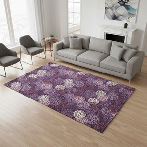 HomeRoots 5' X 8' Eggplant Polka Dot Washable Area Rug - Soft, Durable, UV Protected for Stylish Homes 672172