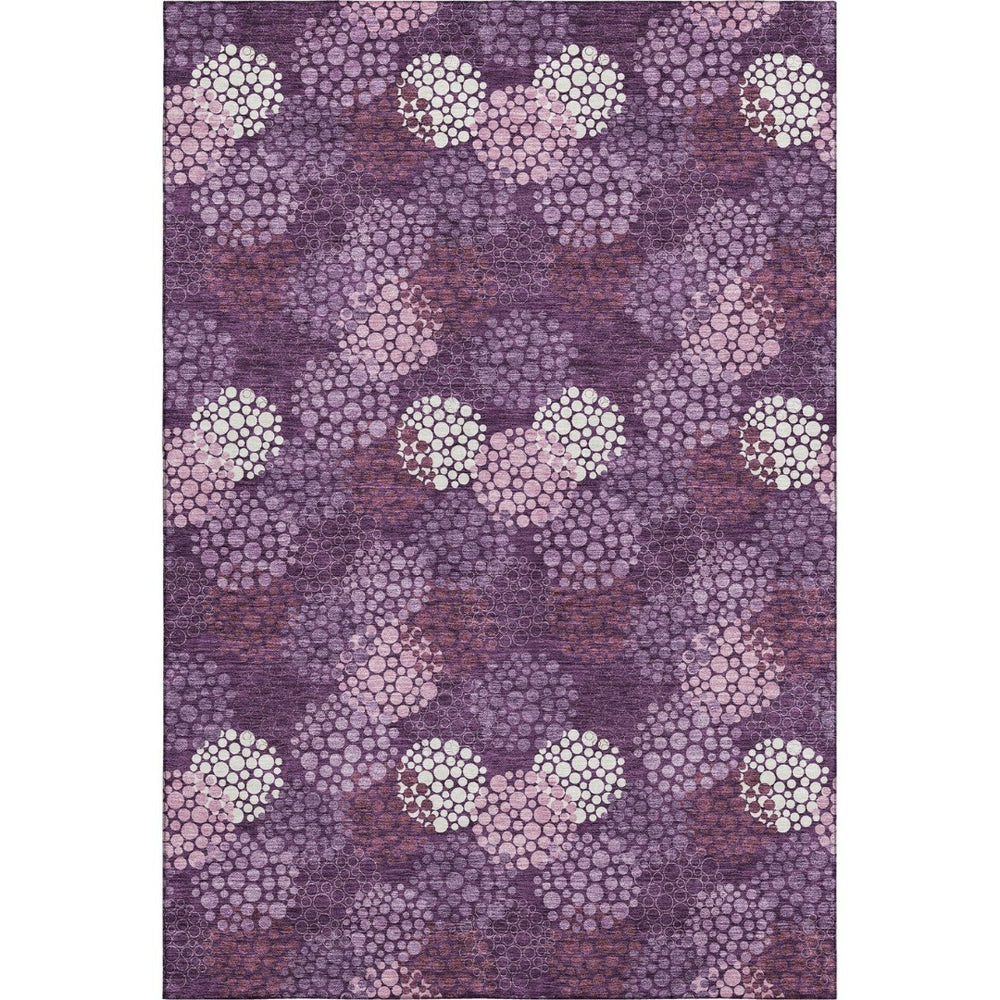 HomeRoots 8' X 10' Eggplant and Ivory Polka Dot Washable Area Rug - Durable, UV-Protected, Stain-Resistant Design! 672174