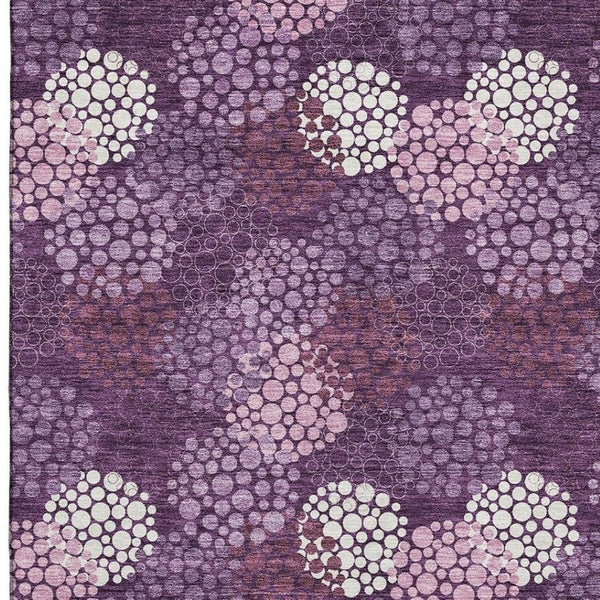 HomeRoots 8' X 10' Eggplant and Ivory Polka Dot Washable Area Rug - Durable, UV-Protected, Stain-Resistant Design! 672174
