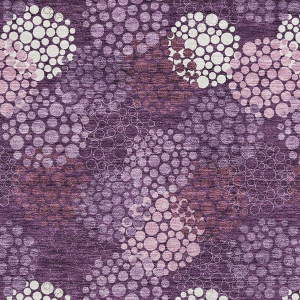 HomeRoots 9' X 12' Eggplant & Ivory Polka Dot Area Rug - Durable, Washable, UV-Protected for Stylish Spaces 672175