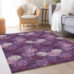 HomeRoots 10' X 14' Washable Eggplant & Ivory Polka Dot Rug - UV Protected, Durable, Family-Friendly Style Upgrade 672176