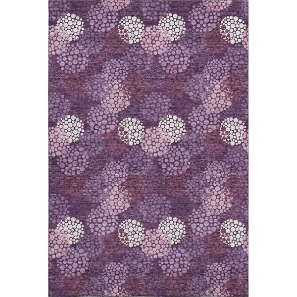 HomeRoots 10' X 14' Washable Eggplant & Ivory Polka Dot Rug - UV Protected, Durable, Family-Friendly Style Upgrade 672176