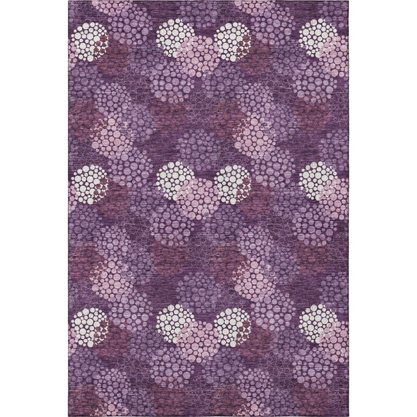 HomeRoots 10' X 14' Washable Eggplant & Ivory Polka Dot Rug - UV Protected, Durable, Family-Friendly Style Upgrade 672176
