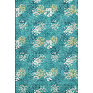 HomeRoots 5' X 8' Washable Emerald, Ivory & Aqua Polka Dot Area Rug - Durable, UV Protected & Stylish Accent 672178