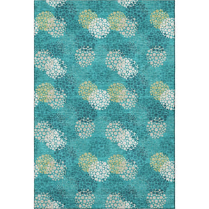 HomeRoots 5' X 8' Washable Emerald, Ivory & Aqua Polka Dot Area Rug - Durable, UV Protected & Stylish Accent 672178