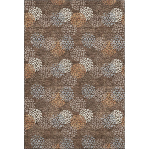 HomeRoots 5' X 8' Washable Chocolate Gray & Copper Polka Dot Area Rug with UV Protection for Busy Homes 672184