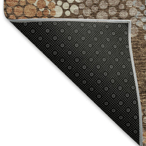 HomeRoots 5' X 8' Washable Chocolate Gray & Copper Polka Dot Area Rug with UV Protection for Busy Homes 672184