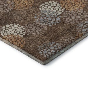 HomeRoots 9' X 12' Chocolate Gray & Copper Polka Dot Washable Area Rug - Durable, UV-Protected, Stylish Design 672187