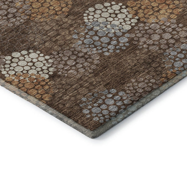 HomeRoots 9' X 12' Chocolate Gray & Copper Polka Dot Washable Area Rug - Durable, UV-Protected, Stylish Design 672187