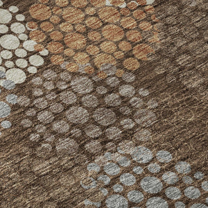 HomeRoots 9' X 12' Chocolate Gray & Copper Polka Dot Washable Area Rug - Durable, UV-Protected, Stylish Design 672187