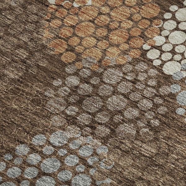 HomeRoots 9' X 12' Chocolate Gray & Copper Polka Dot Washable Area Rug - Durable, UV-Protected, Stylish Design 672187