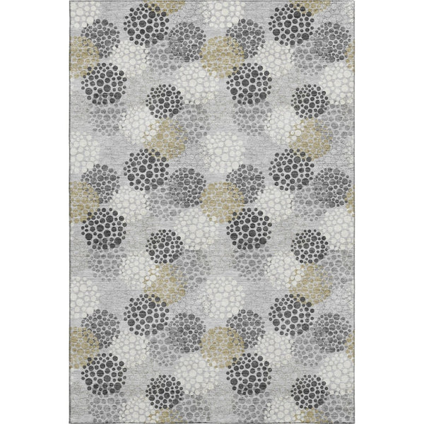 HomeRoots 5' X 8' Gray Ivory Charcoal Polka Dot Washable Area Rug - Durable, Stylish, and Easy-Care Solution 672190