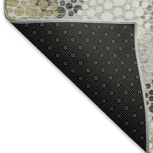 HomeRoots 5' X 8' Gray Ivory Charcoal Polka Dot Washable Area Rug - Durable, Stylish, and Easy-Care Solution 672190