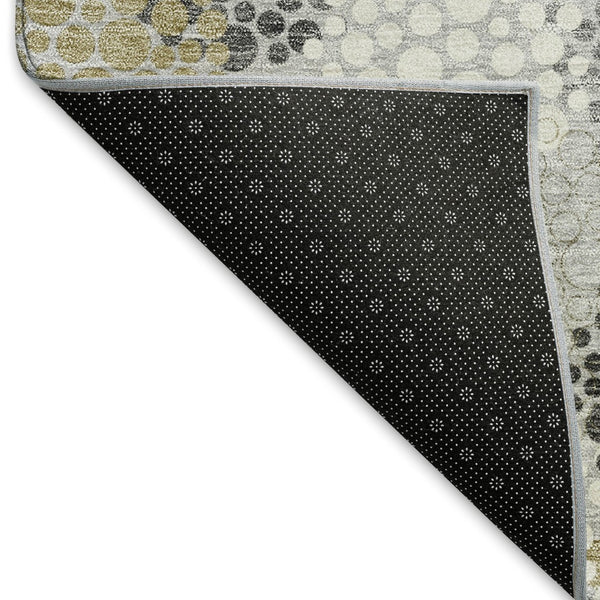 HomeRoots 5' X 8' Gray Ivory Charcoal Polka Dot Washable Area Rug - Durable, Stylish, and Easy-Care Solution 672190