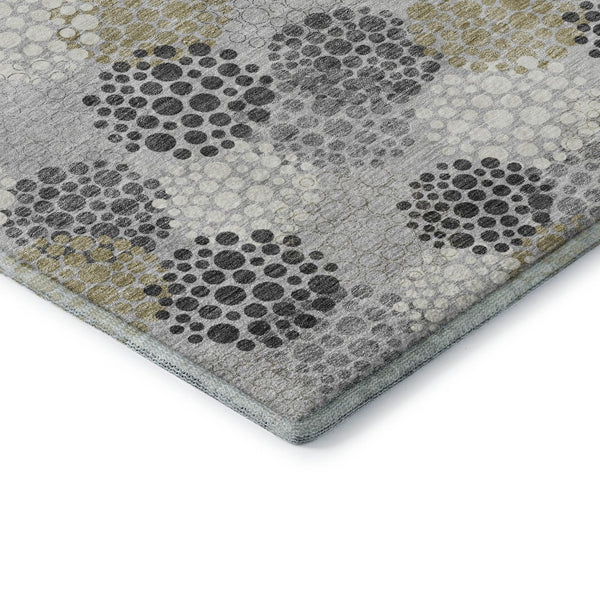 HomeRoots 5' X 8' Gray Ivory Charcoal Polka Dot Washable Area Rug - Durable, Stylish, and Easy-Care Solution 672190