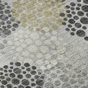 HomeRoots 8' Gray Ivory and Charcoal Polka Dot Washable Round Rug – Stylish, UV-Protected & Pet-Friendly! 672191