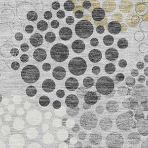 HomeRoots 8' Gray Ivory and Charcoal Polka Dot Washable Round Rug – Stylish, UV-Protected & Pet-Friendly! 672191