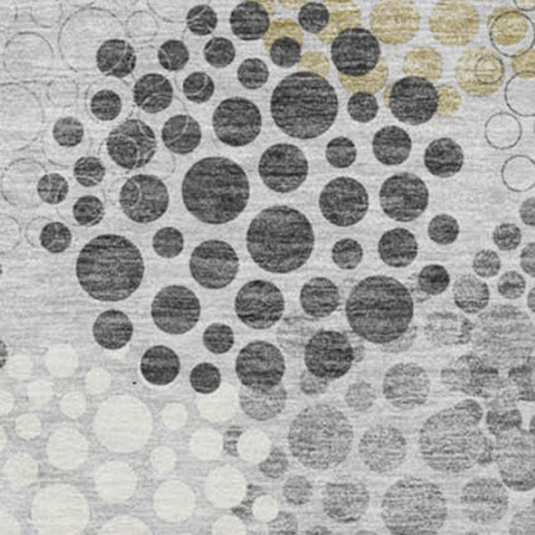 HomeRoots 8' Gray Ivory and Charcoal Polka Dot Washable Round Rug – Stylish, UV-Protected & Pet-Friendly! 672191