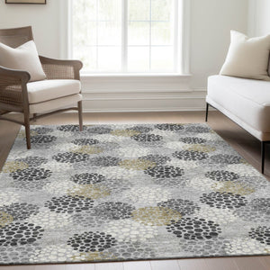 HomeRoots 8' X 10' Gray Ivory Charcoal Polka Dot Washable Area Rug - Durable, Stylish & UV Protected Design! 672192