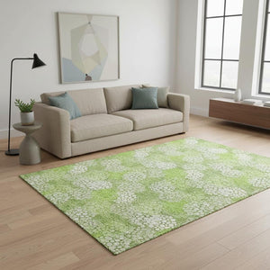 HomeRoots 5' X 8' Stylish Green and Ivory Polka Dot Washable Area Rug with UV Protection for Any Room 672196