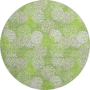 HomeRoots 8' Green and Ivory Polka Dot Washable Round Rug - Stylish, Durable, and UV-Protected for All Spaces! 672197