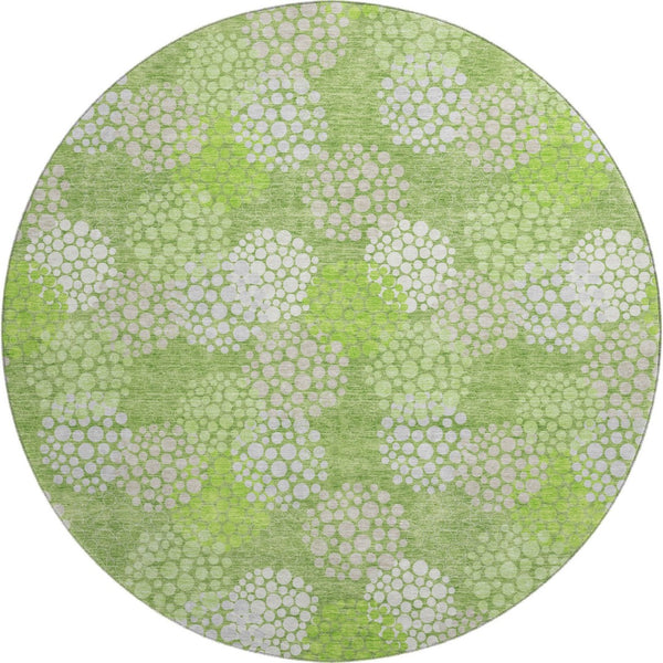HomeRoots 8' Green and Ivory Polka Dot Washable Round Rug - Stylish, Durable, and UV-Protected for All Spaces! 672197