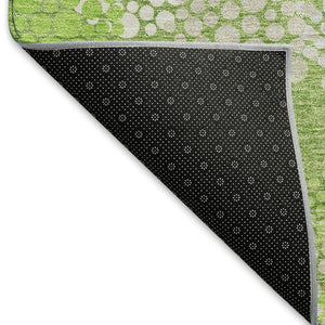 HomeRoots 8' Green and Ivory Polka Dot Washable Round Rug - Stylish, Durable, and UV-Protected for All Spaces! 672197