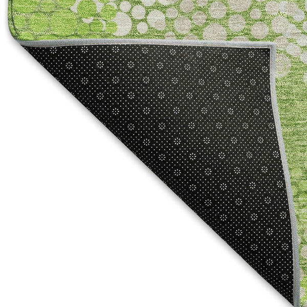 HomeRoots 8' Green and Ivory Polka Dot Washable Round Rug - Stylish, Durable, and UV-Protected for All Spaces! 672197
