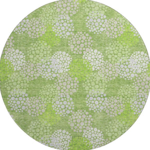 HomeRoots 8' Green and Ivory Polka Dot Washable Round Rug - Stylish, Durable, and UV-Protected for All Spaces! 672197